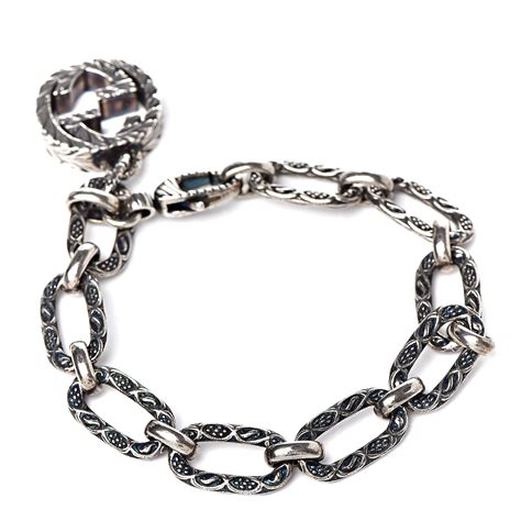 gucci bracelet interlocking g charm|gucci link bracelet sterling silver.